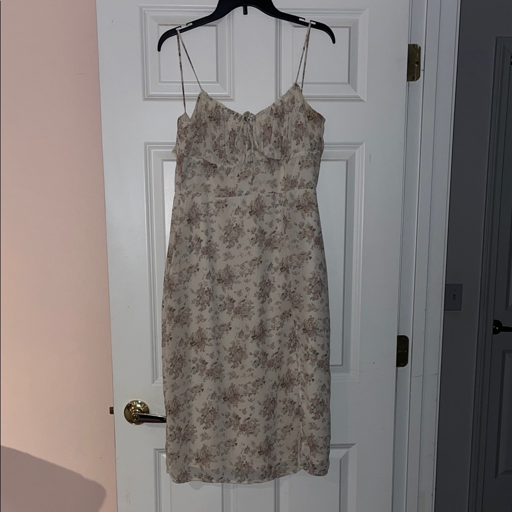 Windsor Cream Slip Dress with Dusty Rose Floral Print
